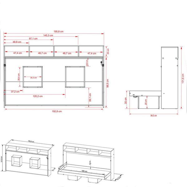 Imagem de Cama Articulada Solteiro para Colchão 88 x 188 cm Multimóveis CR35066 Branca