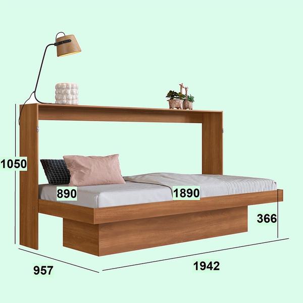 Imagem de Cama Articulável Horizontal Solteiro Com Estação de Trabalho 90 Latino