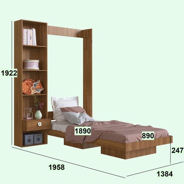 Imagem de Cama Articulável Vertical Solteiro com Estante Vancouver