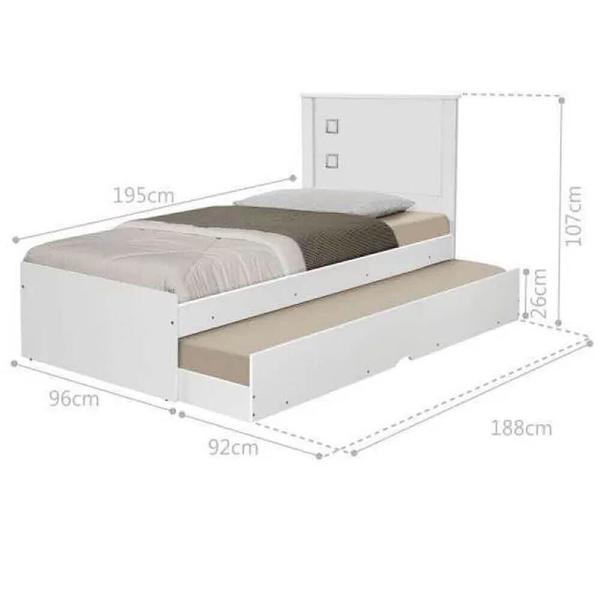 Imagem de Cama Barcelona com Cama Auxiliar Solteiro Tebarrot Cor Branco 