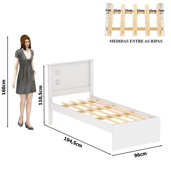 Imagem de Cama Barcelona para Quarto Solteiro Flex Color Branco/Preto