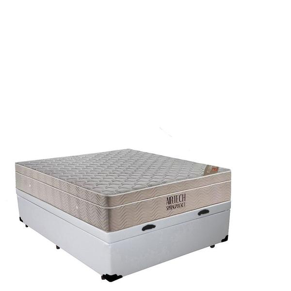 Imagem de Cama Baú Casal Sintético + Colchão Ortobom Airtech Molas Ensacadas 65x138x188 Branco