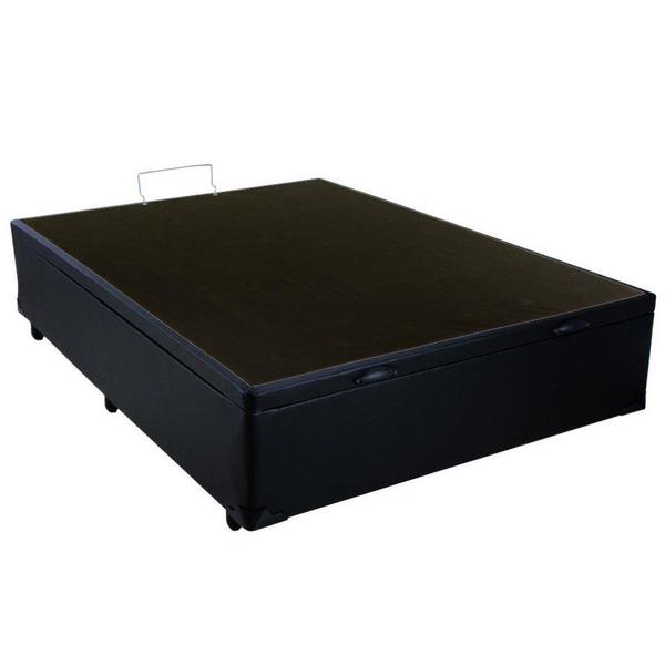 Imagem de Cama Baú Casal Sintético + Colchão Ortobom Airtech Molas Ensacadas 65x138x188 Preto