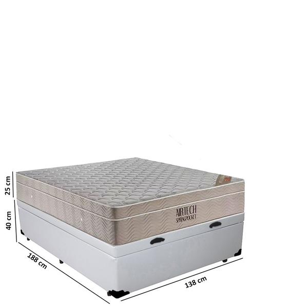 Imagem de Cama Baú Casal Sintético + Colchão Ortobom Airtech Molas Ensacadas 65x138x188