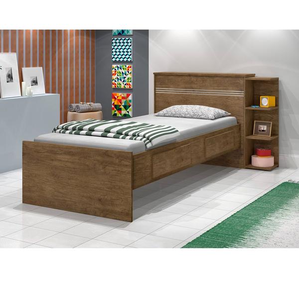 Imagem de Cama Baú Jade com Gaveta Jequitibá J&A Móveis Quarto