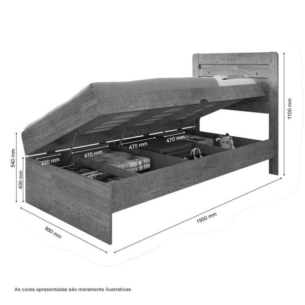 Imagem de Cama Baú Larissa Solteiro Naturale com Colchão Framar