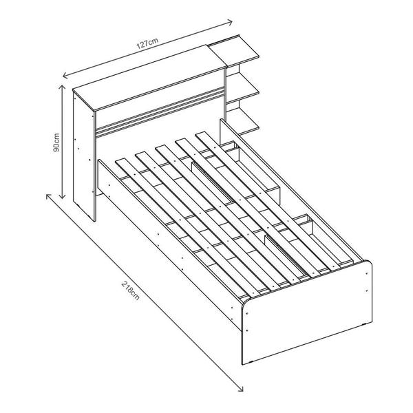 Imagem de Cama Baú Solteiro para Colchão de 88cm - J&ampA Jade - Nature