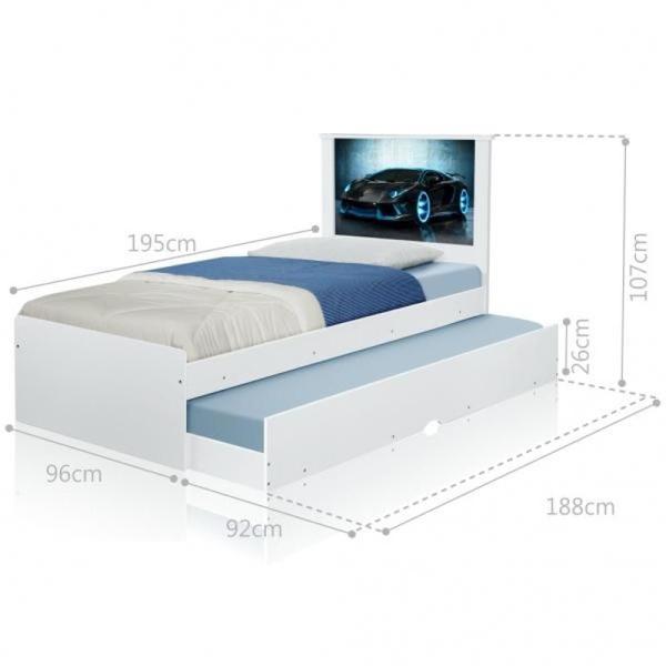 Imagem de Cama Bibox Solteiro Carro Raio Azul