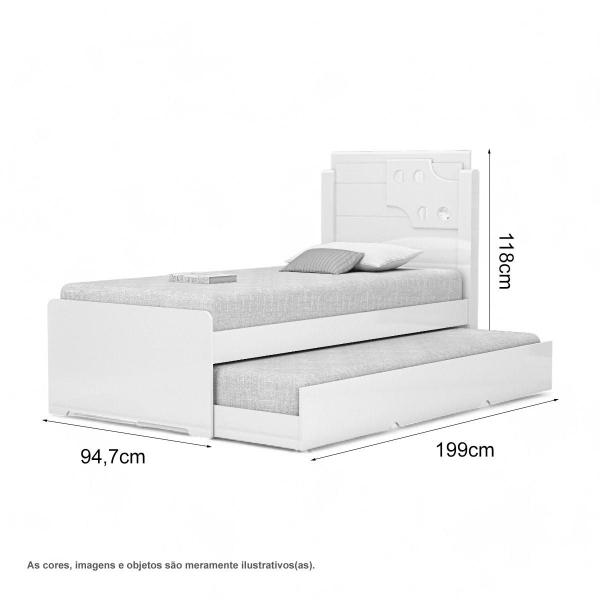 Imagem de Cama Bibox Solteiro Colônia Branca com 02 Colchões