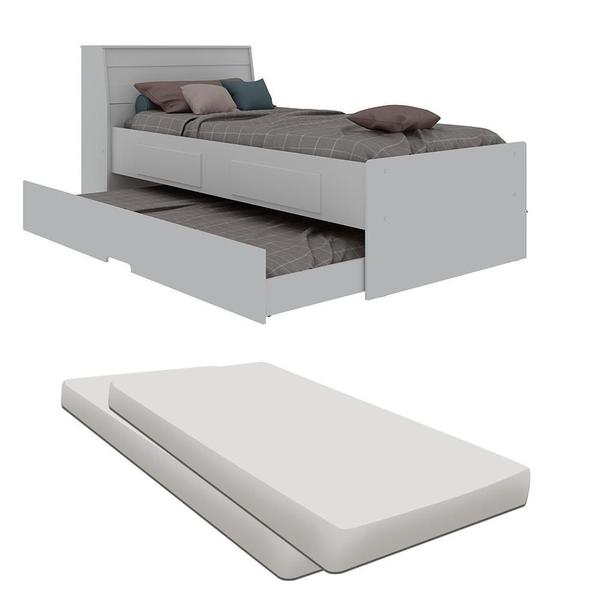 Imagem de Cama Bibox Solteiro Com 2 Colchões Branco Haku Shop Jm