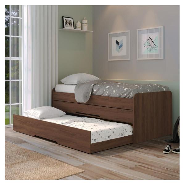 Imagem de Cama Bibox Solteiro Juliette 2 Gavetas Jacaranda Robel Moveis