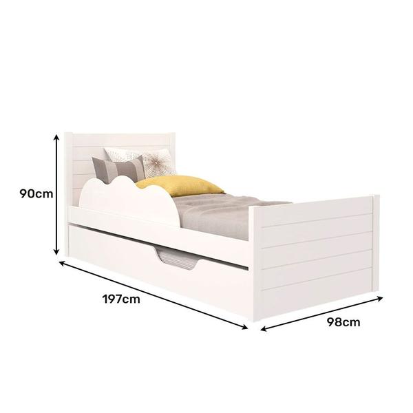 Imagem de Cama Bibox Solteiro Protetor Lateral 100% MDF Elza Cimol Branco - CIMOL MOVEIS