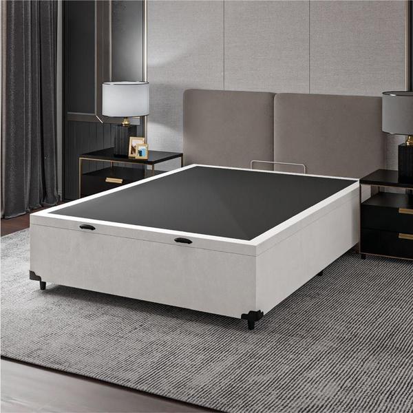 Cama Box Baú Base Casal Para Colchão De 1,38m Linho Prince Cama Box Baú Base Casal Para Colchão De 1,38m Linho Prince