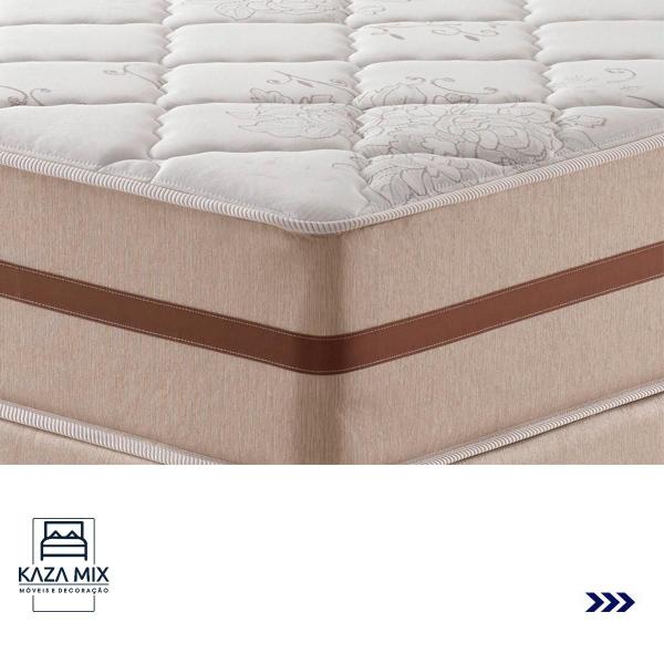 Imagem de Cama Box Baú Branco e Colchão Classic 26 cm Molas ensacadas Casal Anjos