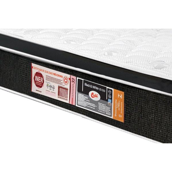 Imagem de Cama Box Baú c/Auxiliar Solteiro: Colchão Espuma Castor D33 Black e White + Base CRC Courano Black(88x188)