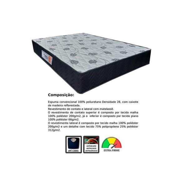 Imagem de Cama Box Baú c/Auxiliar Solteiro: Colchão Ortopédico Orthoflex Foggia Sogni Unic Face + Base CRC Courano Black(88x188)