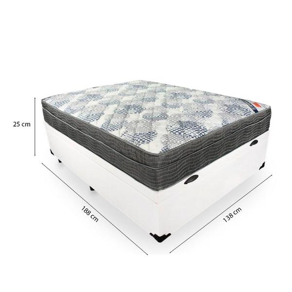 Imagem de Cama Box Baú Casal 138 Tecido Sintético Branco Com Colchão - D26 Ortobom ISO Superpocket 66X138X188