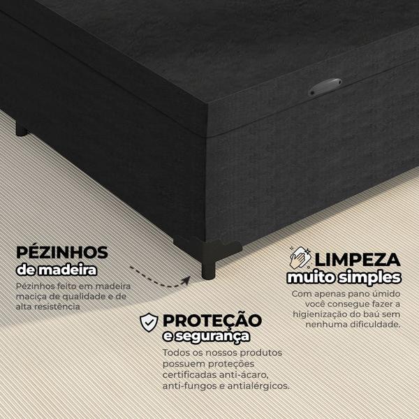 Imagem de Cama Box Baú Casal 138x188x41cm Varias Cores + 2 Travesseiros OR - Colchomax