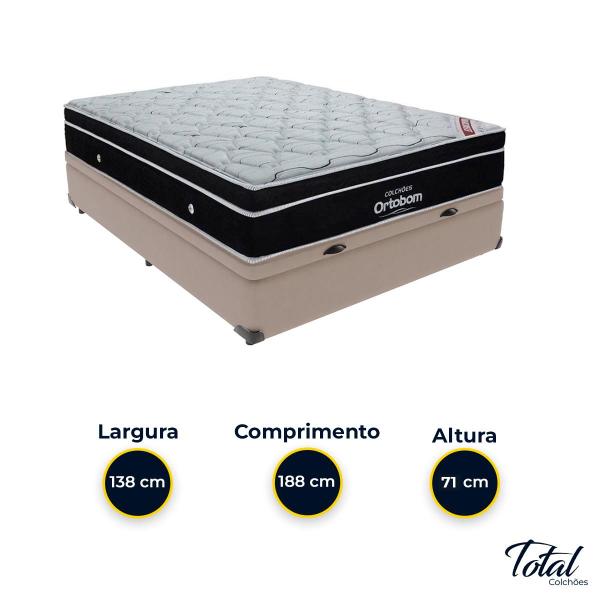 Imagem de Cama Box Baú Casal Bege e Colchão Elegant Superpocket Molas ensacadas Ortobom