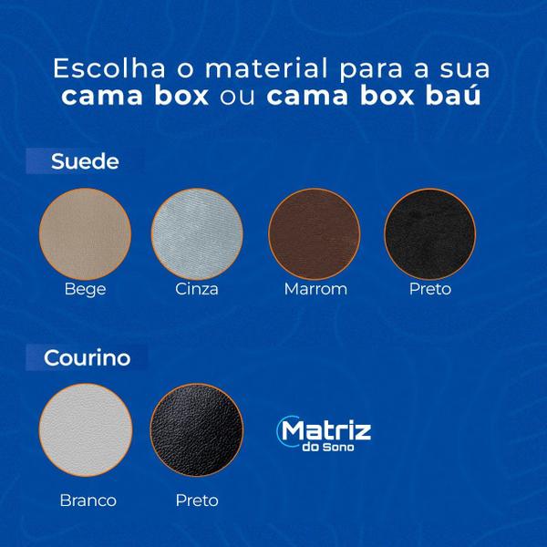 Imagem de Cama Box Baú Casal Bipartida + Colchão Herval C1625 Molas Maxspring 138x188x708x188x70