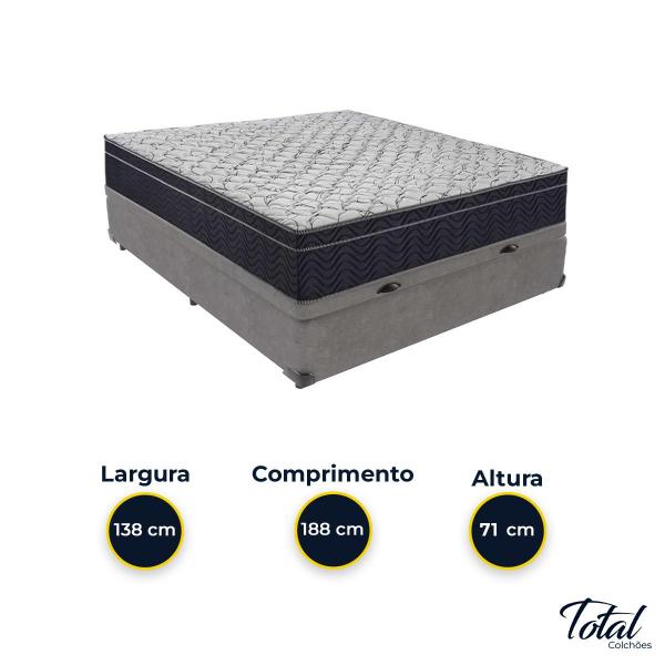 Imagem de Cama Box Baú Casal Cinza e Colchão Airtech 150 D45 Ortobom