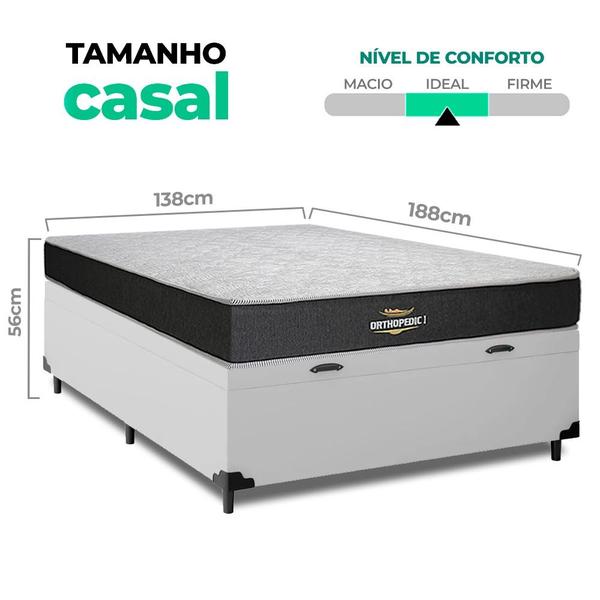 Imagem de Cama Box Baú Casal + Colchao de Espuma D33 Orthopedic I 138x188x62cm Vstore