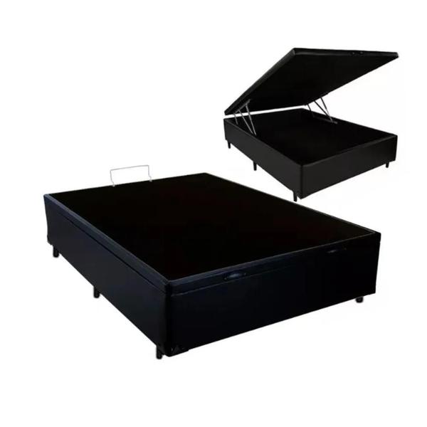 Cama Box Baú Casal + Colchão de Molas Ensacadas Classic Brow Firme para 120 kilos - Cristalflex Imagem de Cama Box Baú Casal + Colchão de Molas Ensacadas Classic Brow Firme para 120 kilos