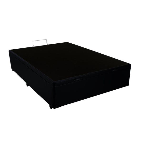 Imagem de Cama Box Baú Casal Colchão Mola Bonnel + Box Sintético Preto Sp Móveis 59x138x188