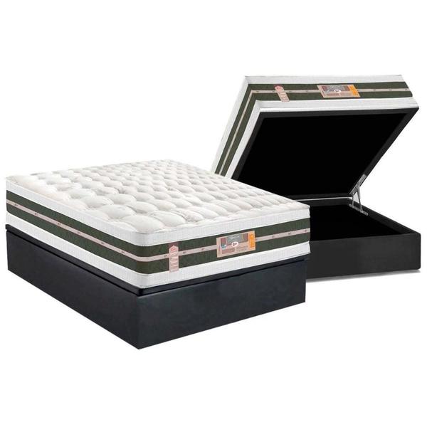 Imagem de Cama Box Baú Casal: Colchão Molas Castor  Pocket Silver Star Air Max 3D + Base CRC Suede Gray(138x188)