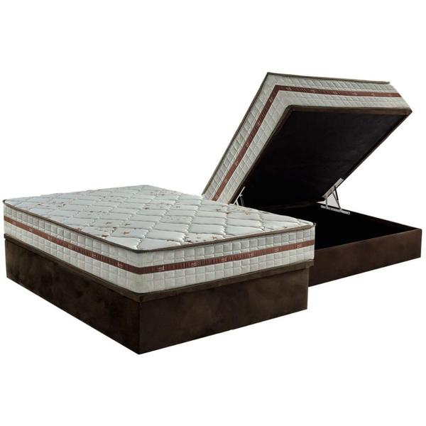 Imagem de Cama Box Baú Casal: Colchão Molas MasterPocket Ensacadas Anjos   Classic + Base CRC Suede Brown(138x188)