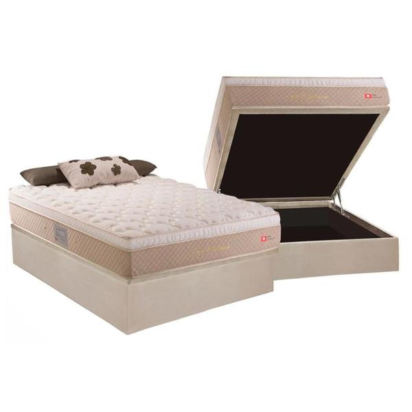 Imagem de Cama Box Baú Casal: Colchão Molas MasterPocket Ensacadas Herval   Platinum + Base CRC Suede Clean(138x188)