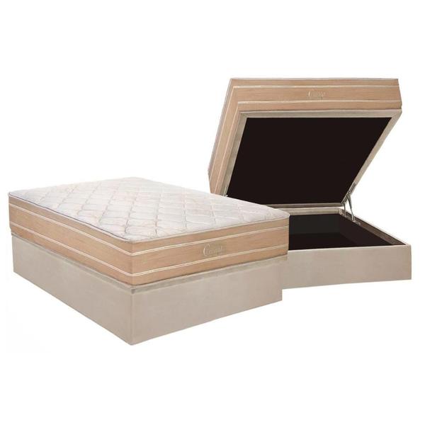 Imagem de Cama Box Baú Casal: Colchão Molas MasterPocket Ensacadas Polar   Cristal + Base CRC Suede Clean(138x188)