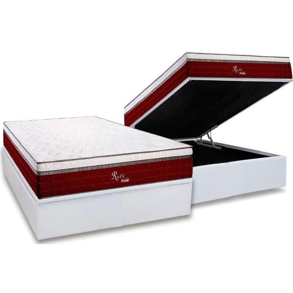 Imagem de Cama Box Baú Casal: Colchão Molas MasterPocket Ensacadas Polar   Rubi + Base CRC Courano White(138x188)