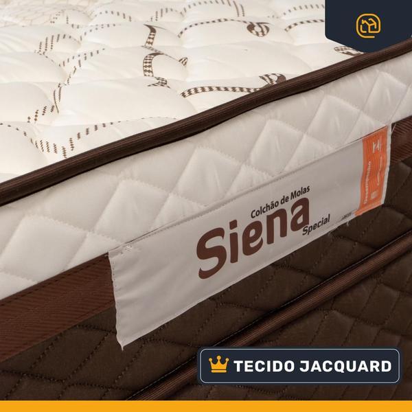 Imagem de Cama Box Baú Casal + Colchão Siena Molas Ensacadas Marrom 138x188x62cm - Suporta até 110kg Por Pessoa