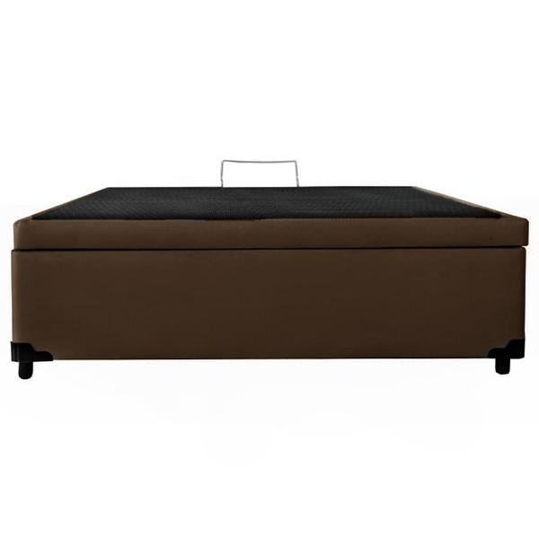 Imagem de Cama Box Baú Casal Confort Suede Marrom  Com  Colchão Casal Confort Molas Bonnel  65x138x188