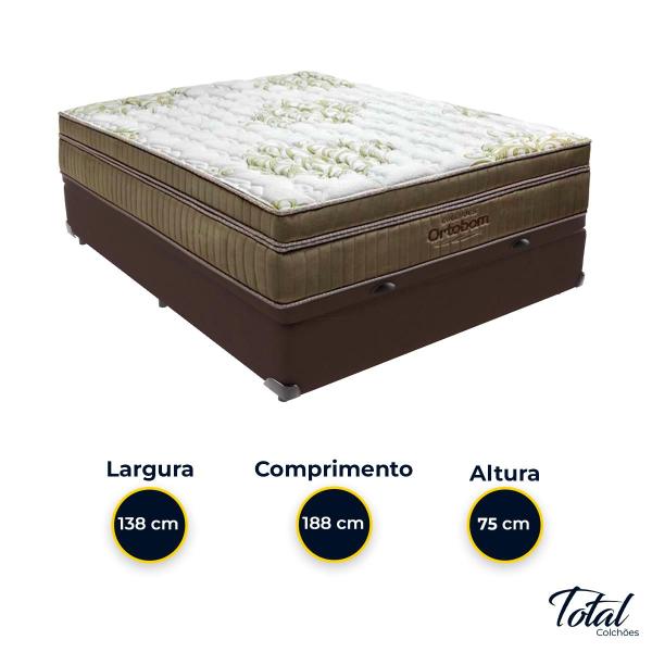 Imagem de Cama Box Baú Casal Marrom e Colchão Gold Ultragel Molas ensacadas Ortobom