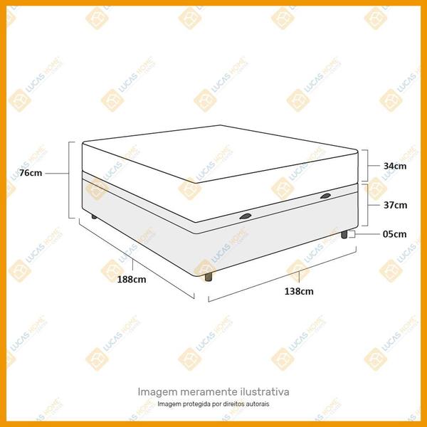 Imagem de Cama Box Baú Casal Preta + Colchão de Molas Ensacadas - Probel - Guarda-Costas Ouro - 138x188x76cm