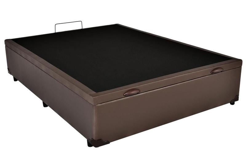 Imagem de Cama Box Baú Casal Sintético + Colchão Castor Molas Bonnel Premium Tecnopedic Euro Pillow 138x188x72