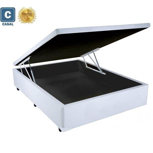 Imagem de Cama Box Baú Casal Sono Sintético Branco    + Colchão Casal Sono Espuma D33 Com EPS 28x138x188