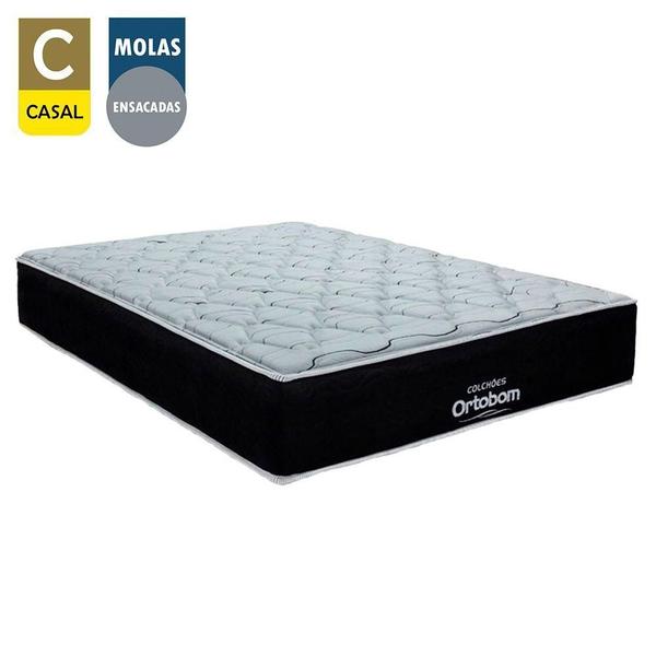 Imagem de Cama Box Baú Casal Suede + Colchão Airtech Molas Ensacadas Antares Ortobom 138x188x71 Bege