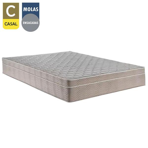 Imagem de Cama Box Baú Casal Suede + Colchão SerenePrime  Molas Ensacadas 138x188x69 Bege