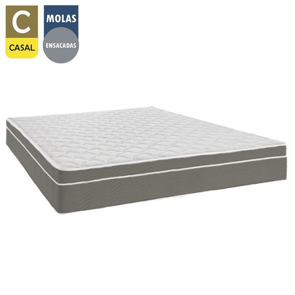 Imagem de Cama Box Baú Casal Suede + Colchão SerenePrime  Molas Ensacadas 138x188x69 Bege