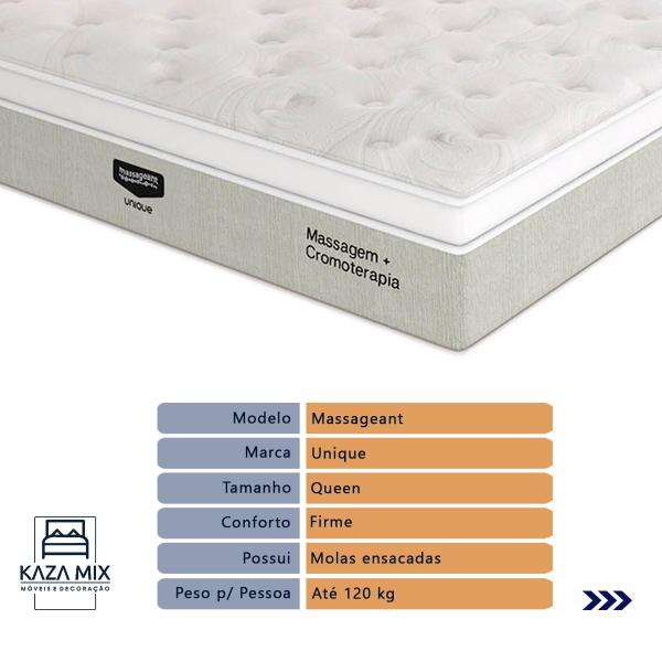 Cama Box Baú Cinza e Colchão Queen Massageant Unique Imagem de Cama Box Baú Cinza e Colchão Queen Massageant Unique