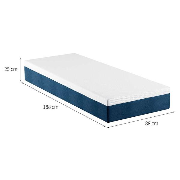 Imagem de Cama Box Baú com Colchão Solteiro Mola Ensacada Guldi Firme e Travesseiro Guldi Soft Nasa Azul e Branco