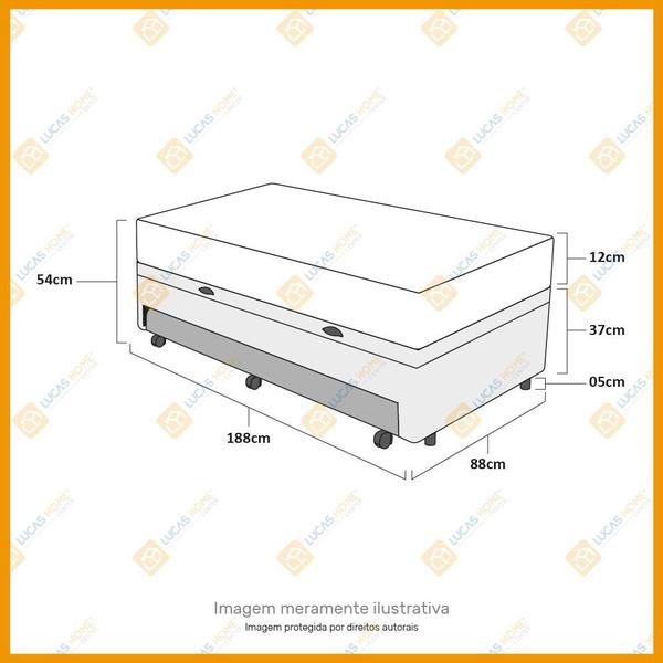 Cama Box Baú e Auxiliar Solteiro + Colchão de Espuma D20 - Gazin - Supreme 88cm - Lucas Home Imagem de Cama Box Baú e Auxiliar Solteiro + Colchão de Espuma D20 - Gazin - Supreme 88cm