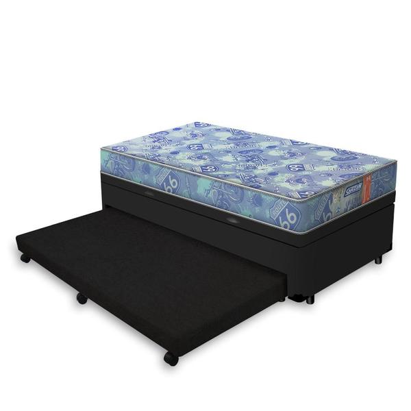 Cama Box Baú e Auxiliar Solteiro + Colchão de Espuma D20 - Gazin - Supreme 88cm - Lucas Home Imagem de Cama Box Baú e Auxiliar Solteiro + Colchão de Espuma D20 - Gazin - Supreme 88cm