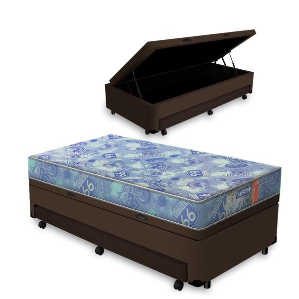 Imagem de Cama Box Baú e Auxiliar Solteiro + Colchão de Espuma D20 - Gazin - Supreme  88cm