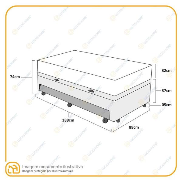 Imagem de Cama Box Baú e Auxiliar Solteiro + Colchão de Molas Ensacadas - Probel Evolution 88cm