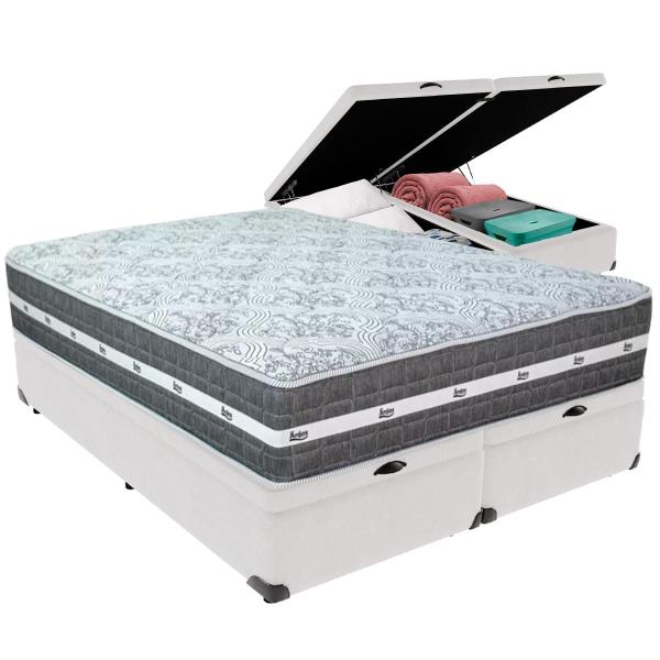 Imagem de Cama Box Baú e Colchão Black Graphite Molas Ensacadas King 193x203X27 Anjos