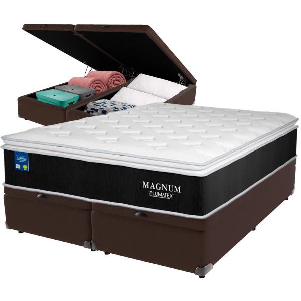 Imagem de Cama Box Baú e Colchão Magnum Molas Ensacadas King Plumatex